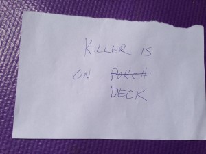 note: Killer is on the Deck, M A Clarke Scott, Writer, Blog post