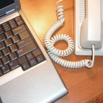 telephone and keyboard in office