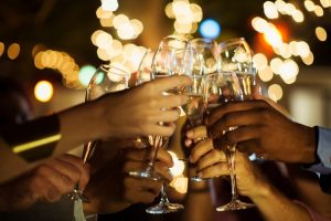 Friends toasting with champagne glasses