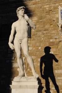 photo of David sculpture by Michelangelo, replica in Florence piazza