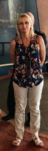 M A Clarke Scott Author Capsule wardrobe sleeveless blouse and chinos